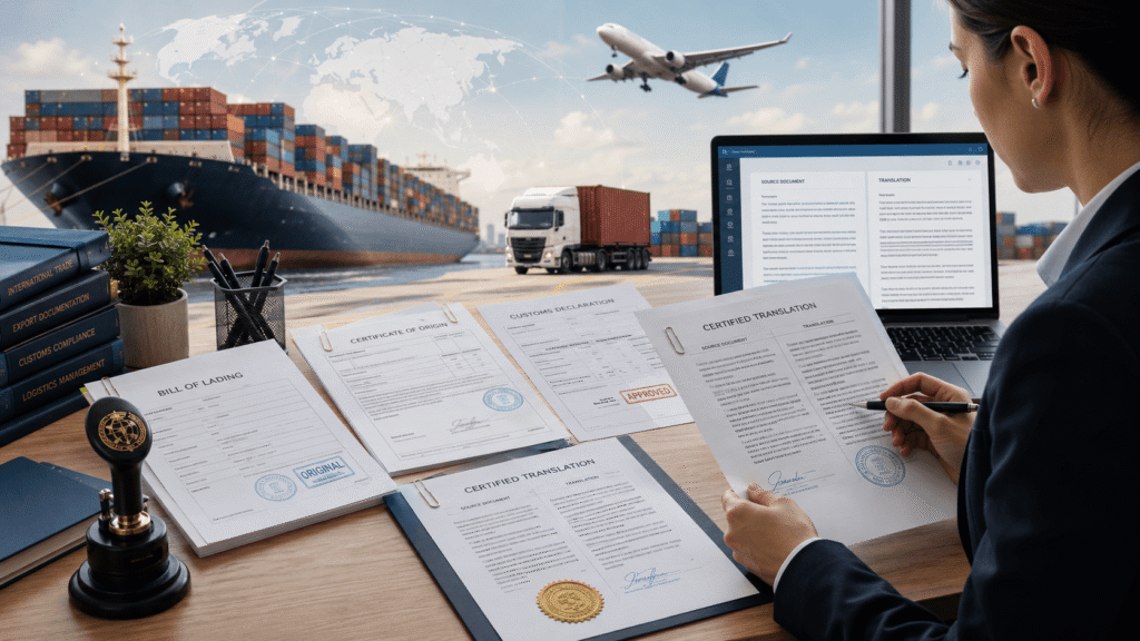Certified translation of export certificates and shipping documents for international trade compliance